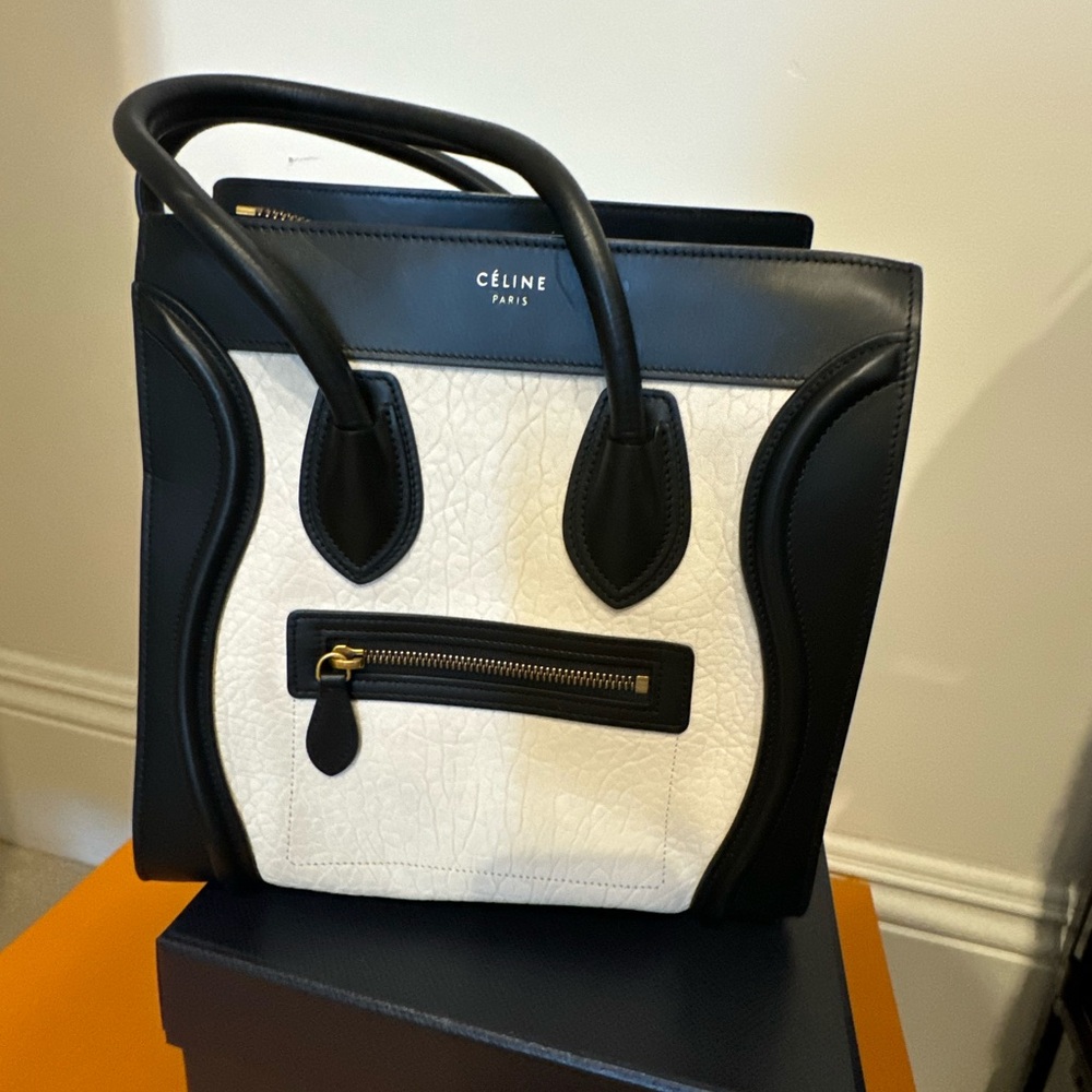 Celine Monochrome Tote with Black Accents